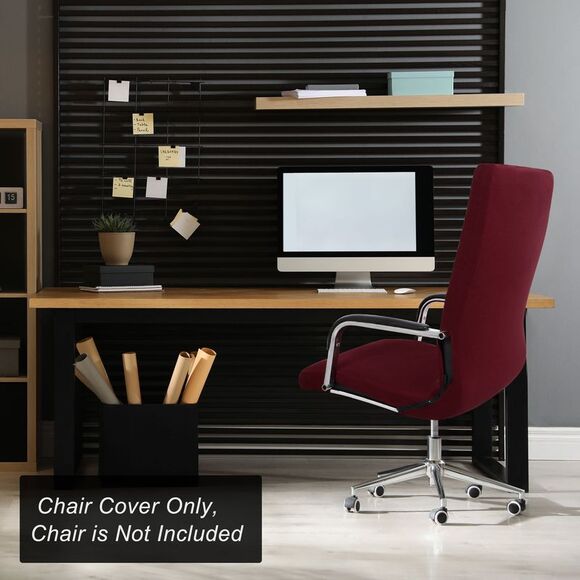 Stretch Jacquard Office Cover Swivel Chair Protector Large Burgundy - Picture 3 of 6